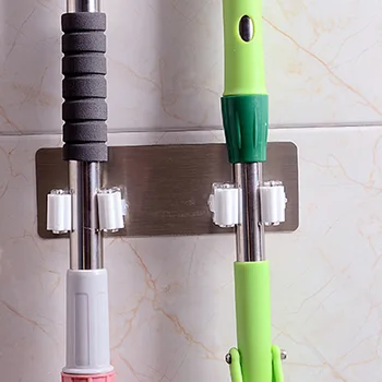 

Mop Card Slot Brushed Gray Seemless Mop Rack Mop Clip Hole Punched Seemless Broom Mop Hook Clip