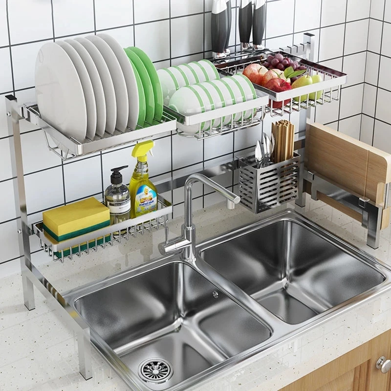 Organizer Armario De Despensa Cocina Organizador Pantry Dish Drainer  Stainless Steel Cozinha Rack Kitchen Cabinet Storage Basket - Racks &  Holders - AliExpress