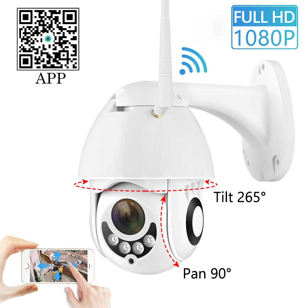 Наружная Водонепроницаемая беспроводная IP камера Neng 1080P 2 МП PTZ Wi Fi скоростная