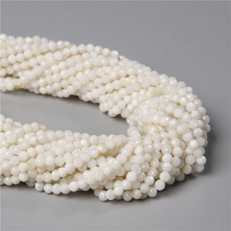 

15" 2 3 4 mm Natural Shell Micro Faceted Bead Wholesale Tiny Mother Of Pearl Shell Bead Shiny Flash Beads For DIY Making Jewelry