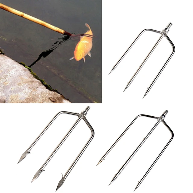 Survival Spear Pole Tip Barb Harpoon Head Fishing Prong Portable Kit Gear  Fish