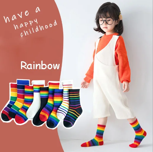 Cotton Ankle Socks Rainbow Socks Boys and Girls 