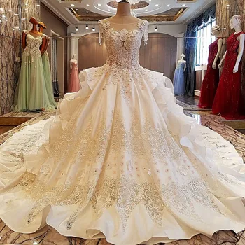 

Vestido De Noiva 2020 Luxury Wedding Dress With Train Sexy Backless Ball Gown Princess Real Photo Robe De Mariee Custom Size