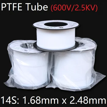 

14S 1.68mm x 2.48mm PTFE Tube T eflon Insulated Rigid Capillary F4 Pipe High Temperature Resistant Transmit Hose 600V White