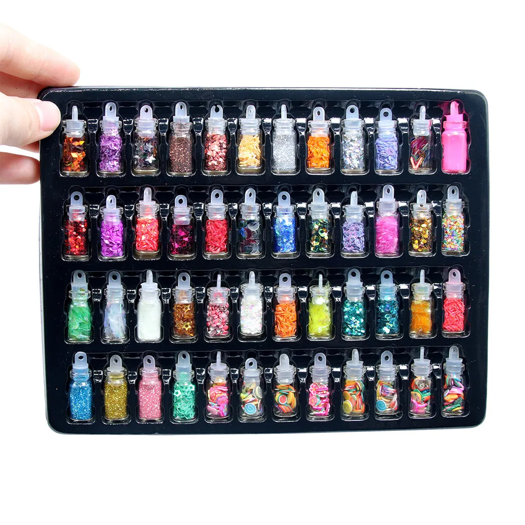 48pcs Filling Set Sparkling Epoxy Resin Glitter Powder Heart Star Micro Beads Nail Art Sequins For Jewelry Making Craft DIY | Игрушки и
