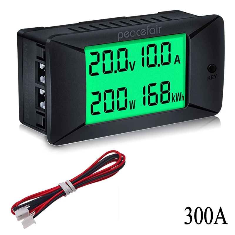 DC 0-300V 300A Вольтметр Амперметр постоянного тока автомобиля Батарея тестер кВт