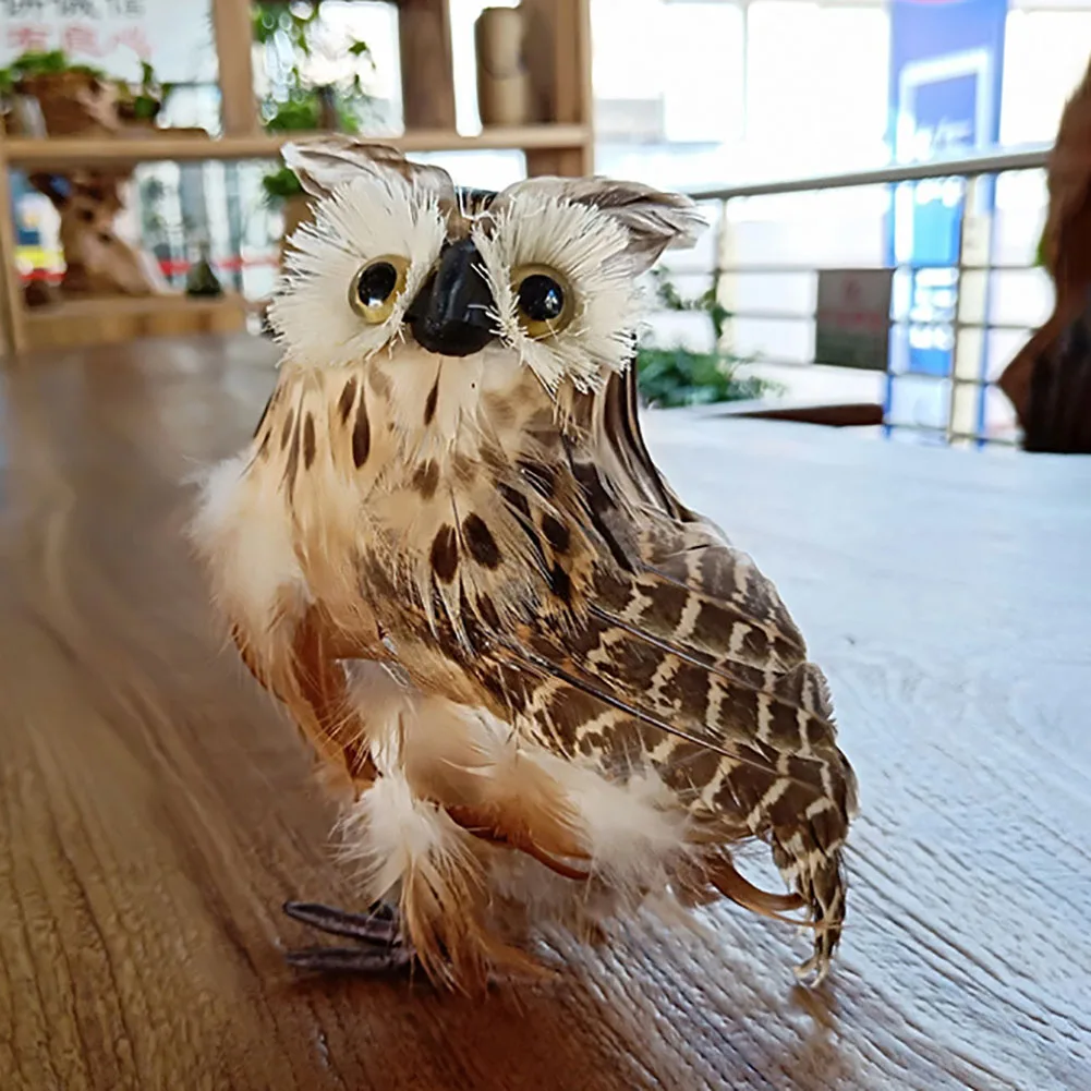 

Standing Realistic Artificial Feather Exquisite Figurine Lawn Home Courtyard Craft Ornament Simulation Owl Decorative Gift