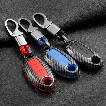 

3 Button Carbon Fiber Remote Key Case Cover Fob Key Shell + Key Chain For Nissan Rogue 2009 2010 2011 2012 2013