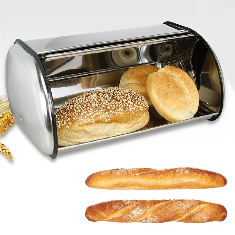 

1Pc Large Stainless Steel Bread Box Storage Bin Keeper Food Kitchen Container Bread Holder
