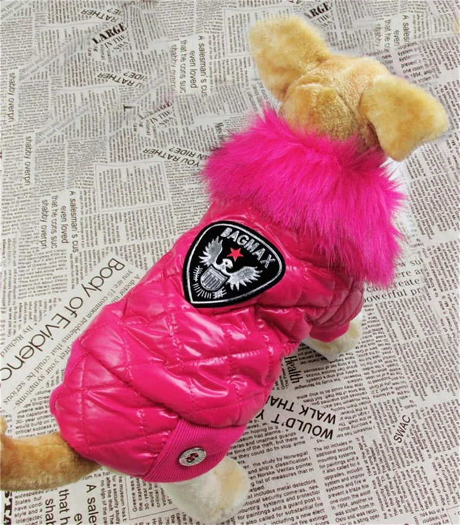 

New Arrival Noble Pet Dogs Winter Vest Coat Fur Collar Russia Classic Dogs Clothing Soft Pu Coat For Dog