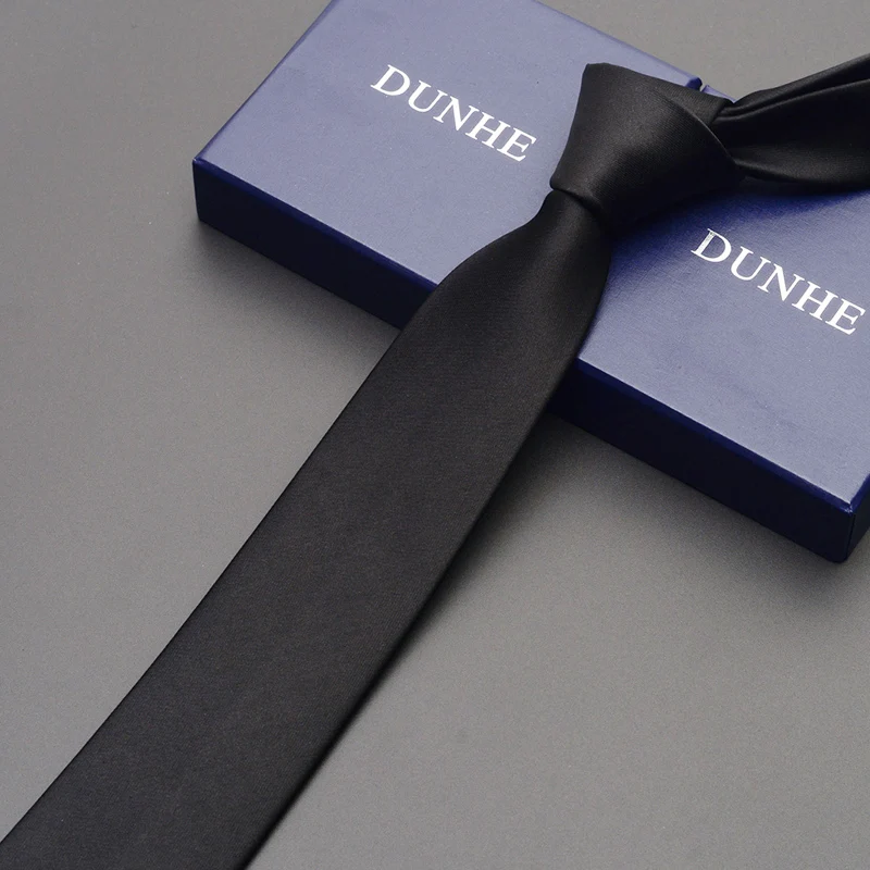 Высокое качество, новинка, шелковые свадебные галстуки для мужчин, тонкий галстук 6 см, дизайнерский бренд, 2,36 дюймов, черный шейный галстук с подарочной коробкой - Цвет: HF01