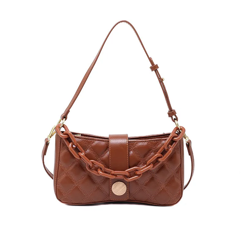 

Brands Women's Bags 2021 Winter Plaid Chain Korean Shoulder Bag New High Quality Ladies Messenger Bag Luxury Underarm Tote Bag
