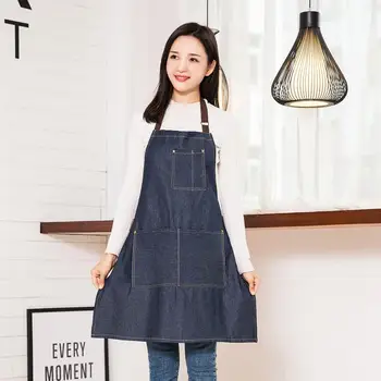 

Practical Antifouling Denim Kitchen Wide Range of Applications Apron for Woman Men Chief Waiter Cafe Hairdresser Tools