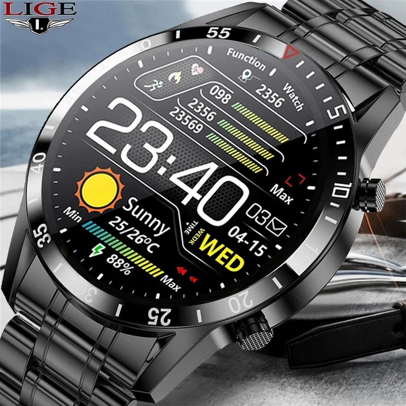 Hot Products! LIGE New 2021 Smart Watch Men Heart Rate Blood Pressure Information Reminder Sport Waterproof Smart Watch for Android IOS Phone