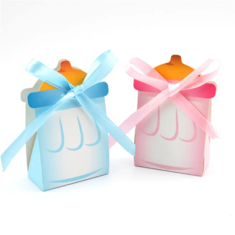 

10pcs/set Baby Girl And Boy Paper Gift Box Party Baby Shower Candy Box Baby Feeding Bottle Birthday Party Decorations Kids