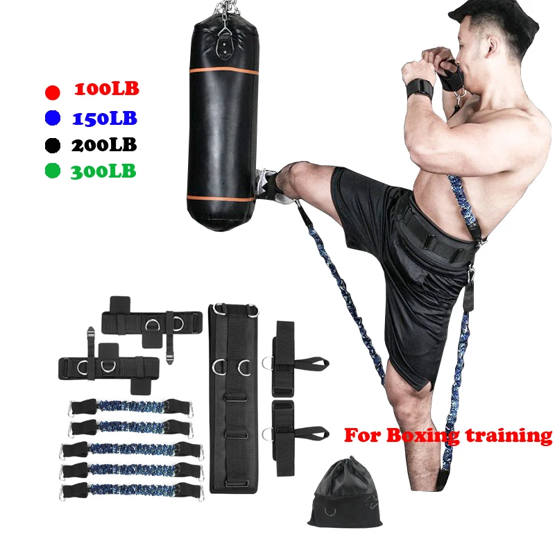 200 Lbs Boxing MMA Resistance Bands Leg Arm Physical Power Strength Explosive 