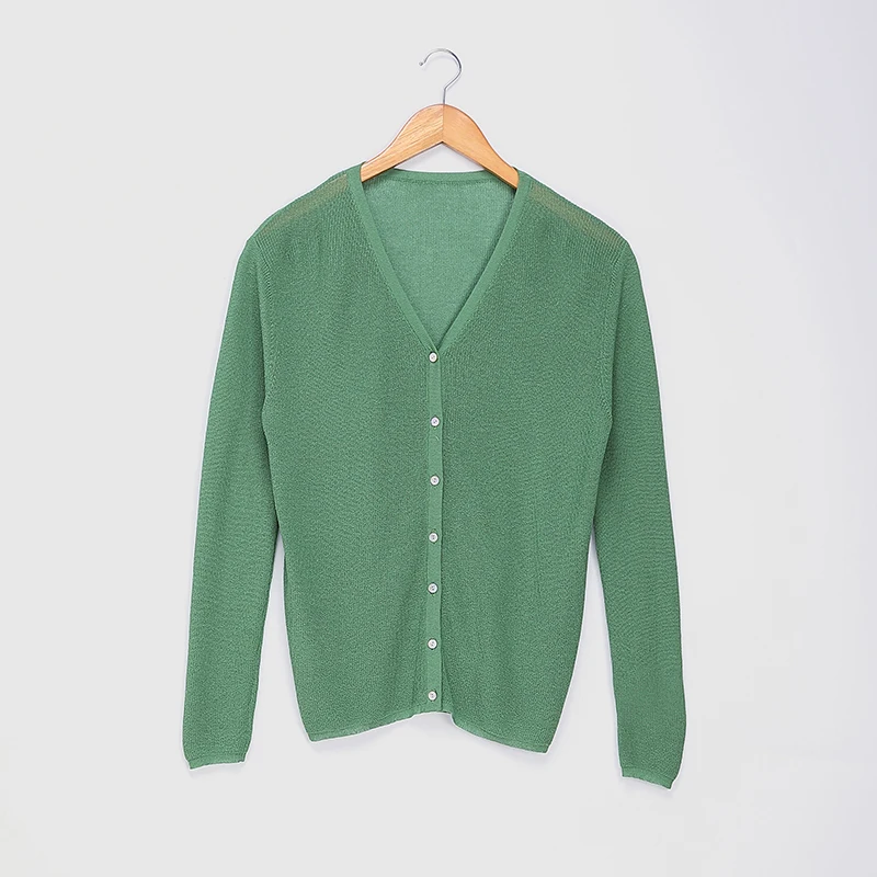green DMLFZMY вязаный кардиган женский осень Новое Женское пальто сплошной цвет корейский Повседневный v-образный вырез с длинным рукавом однобортная рубашка - Цвет: green