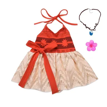 

dress 2020 new hit Kids Moana Christmas Costume Girls Straps Backless Vaiana Summer Children Clothes Carnival Birthday Attire