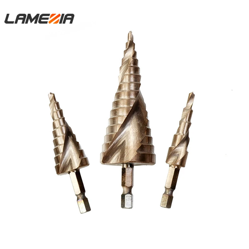 

LAMEZIA HSS Step Core Drill Bit Set High Cone Hex Shank Stepped Hole Saw Tool For Metal Stainless Steel