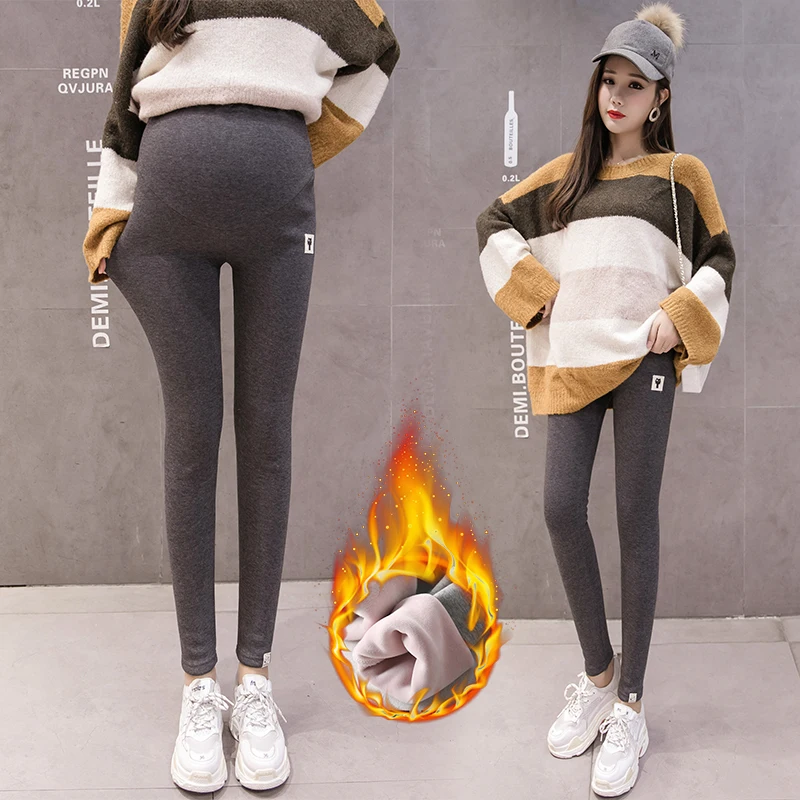Maternity Leggings Warm Trousers Plus Pink Velvet Clothes Pregnancy Pants For Pregnant Women Thickened