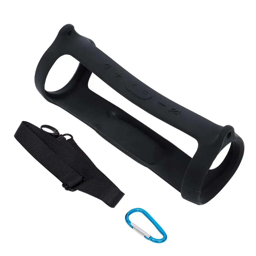 Premium Silicone Case with Strap and Carabiner for Portable Bluetooth Speakers