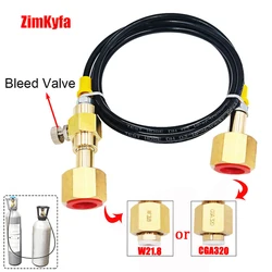 CO2 Tank Refill Station Charging Adaptor Transfer With 90cm Hose/Steel Braided Hose（ CGA320）/ W21.8-14 TO(CGA320 ）W21.8-14