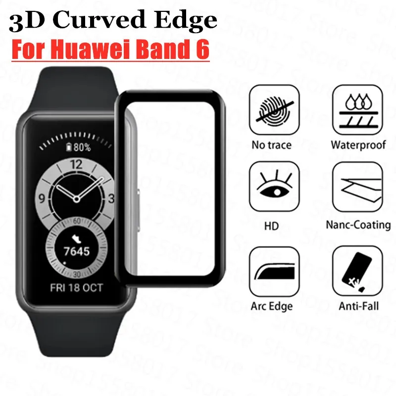 1-2Pcs 3D Protective film for Huawei Band 6 Curved Edge huawei band Wristband Soft Full Screen Protector | Электроника