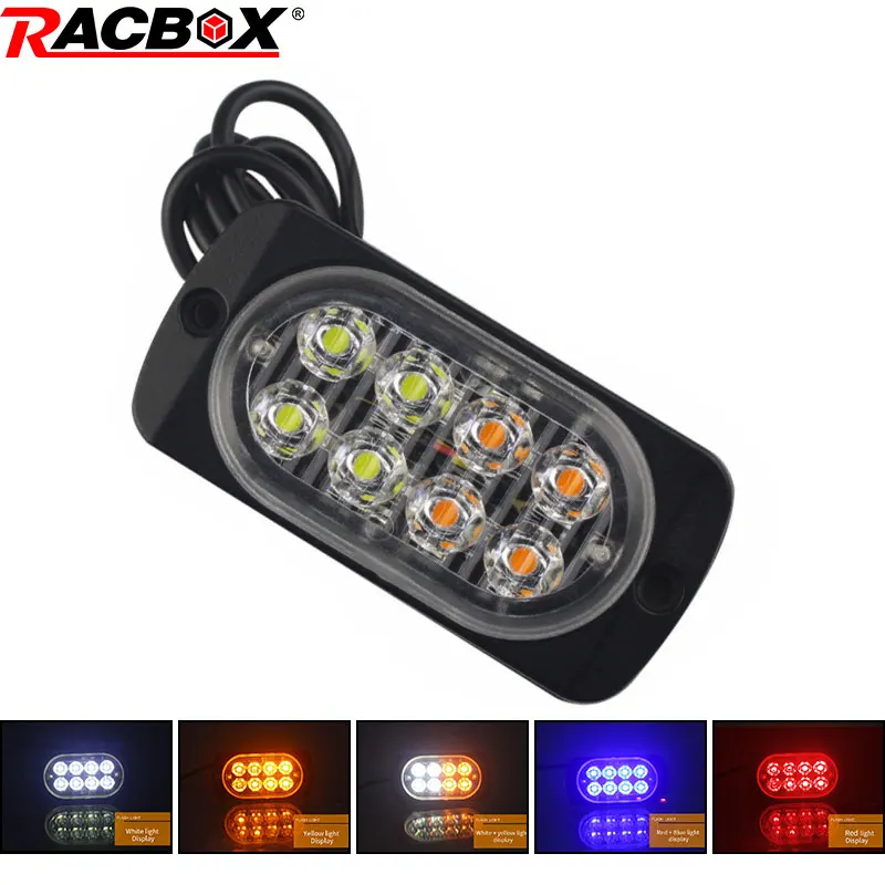 

Ultra-thin flash warning lamp 8 leds Signal light Yellow Red White Daytime running light Fog light for Waggon Truck Private car