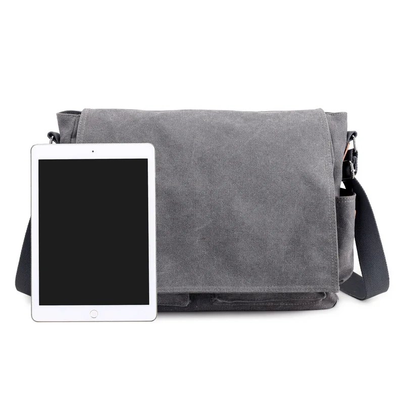 

2019 new canvas bag men's bag solid color multi-function cloth bag spring new large capacity men's shoulder computer bag