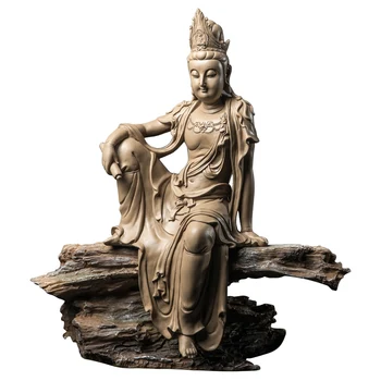 

Style Zen Free Guanyin Buddha Statue Crafts Home Desktop Decoration Office R2994 Lucky Buddha Arts Sculpture Resin New Chinese