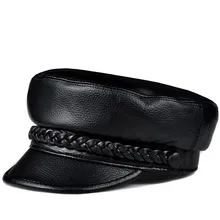 HL180 мужская бейсбольная Кепка из натуральной кожи новые модные школьные шапки-береты шапки черного цвета