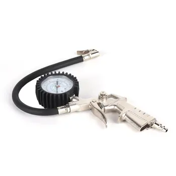 

New 2018 aluminum alloy+PVC pipe New Air Tire Inflator With Dial Gauge Auto Truck Bike Compressor Pistol Type
