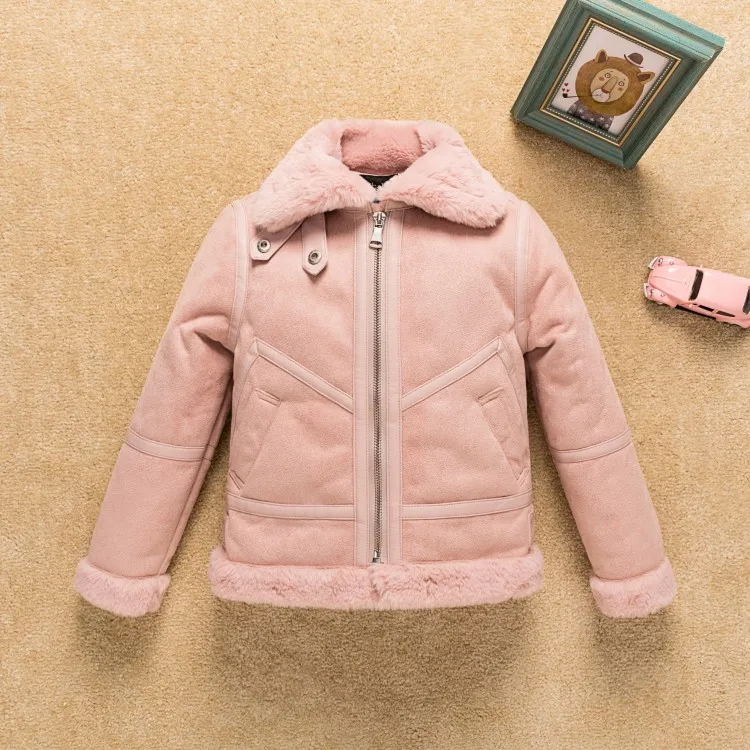 fashion fleece thickening boys girls faux suede jacket winter thermal kids coat children's clothing