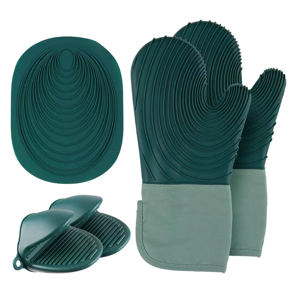 Silicone Oven Mitts Heat Resistant And Pot Holders Sets Nonslip Kitchen Mittens With Mini Oven
