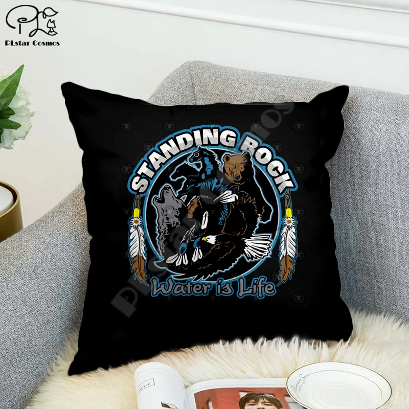 Black Native Indian Lakota Skull Hip Hop Pillow Case Polyester