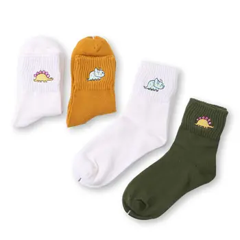 

Fashion Cute Creative Dinosaur Embroidery Cotton Women Socks Top Quality Cartoon Funny Monster Socks Spring Summer Lovely Socks