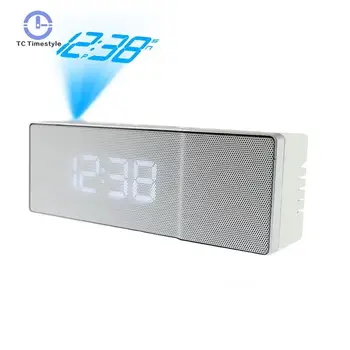 

Projection Alarm Clock Radio Led Digital Display Usb Snooze Function With Backlight Double Bell Play Music Decoration Desk