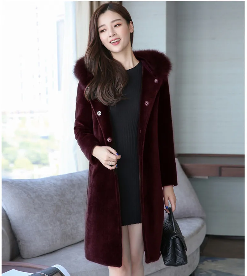 

2020 Woman Wool Fur Coat Female Warm Winter Jacket Women Faux Fox Fur Collar Coats Thick Jackets 4XL Abrigo Mujer WXF434