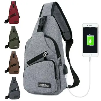 

Travel 2019 Sling Shoulder USB Charge Chest Bag for Men Casual Multifunction Waterproof Crossbody Bag Women Short Trip Hot Sale