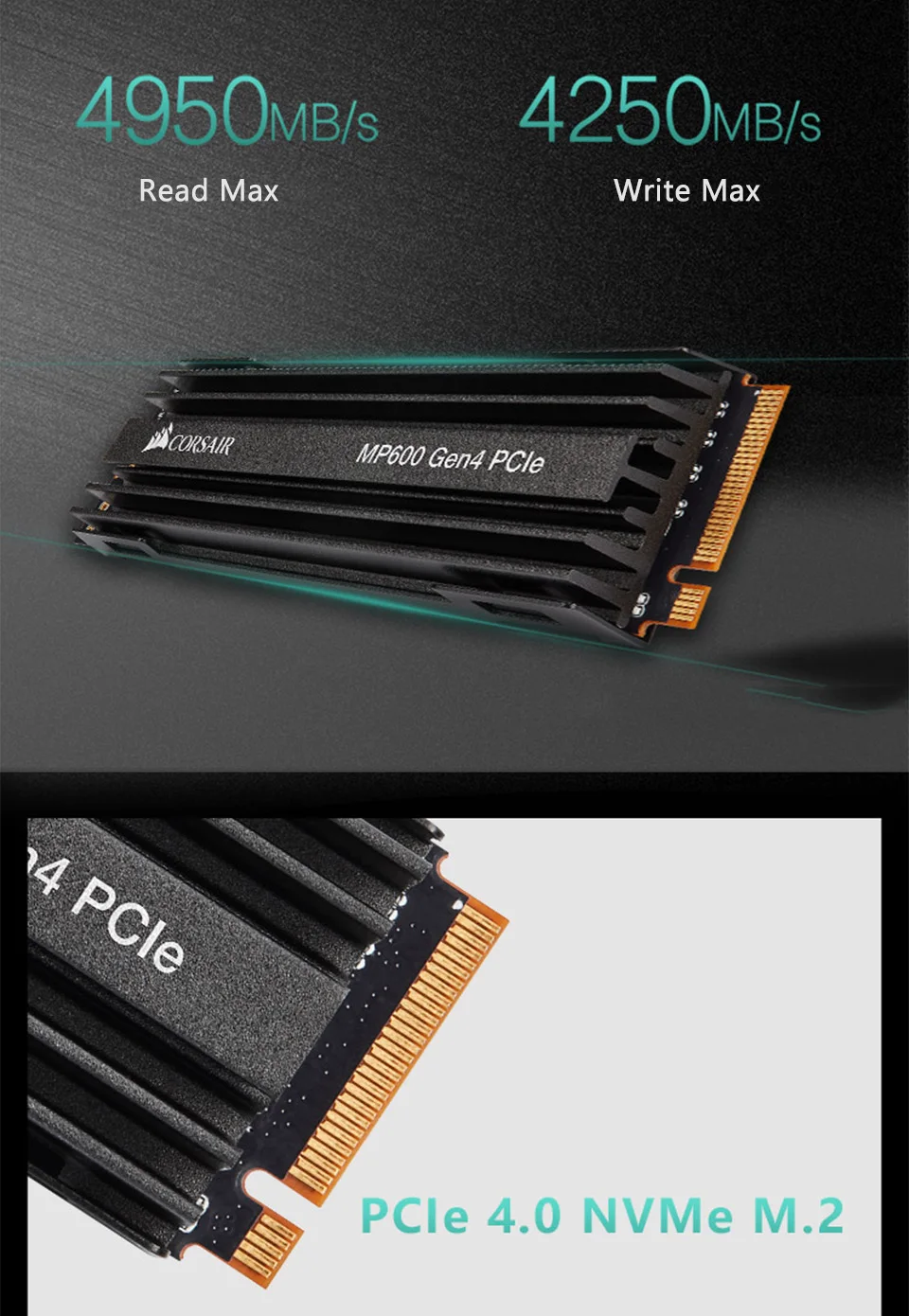 CORSAIR m.2 SSD MP600 NVMe SSD PCIe Gen 4,0X4 M.2 SSD 1 ТБ 2 ТБ твердотельный накопитель для хранения 4950 МБ/с. M.2 2280 SSD