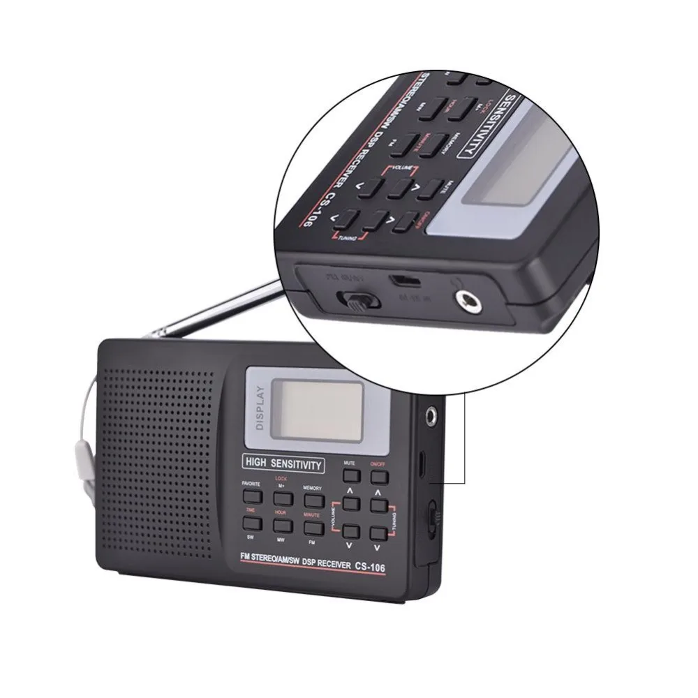 Мини FM радио портативный Радиоприемник Поддержка FM/AM/SW/LW/tv звук Полная частота радиоприемник поддержка будильника для пожилых людей