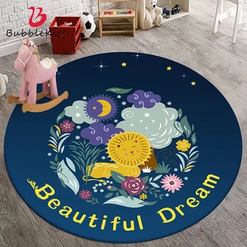 

Bubble Kiss Cartoon Round Carpet Fantasy Lion Pattern Rugs Home Cute Blue Children's Room Area Rug And Carpets For Living Room