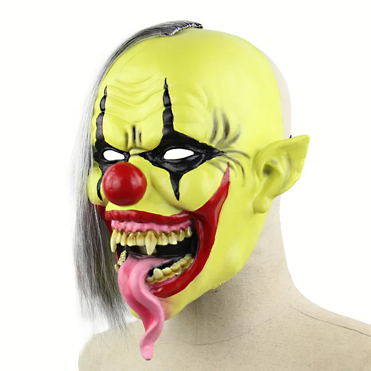 Horror Green Face клоун маска на Хеллоуин и Рождество латексная маска на голову