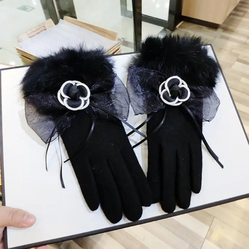 mens fur lined gloves New Men's Winter Gloves Fashion Knitted Wool Touch Screen Gloves Outdoor Sports Driving and Riding Warm Gloves hand gloves for men