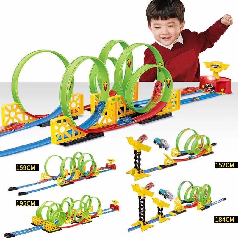 Cena Tor dziecięcy elektryczny samochód miejski zabawka Diy plac Auto Lift Highway Model samochodu gorące koło samochód zabawka dla dzieci prezent urodzinowy Model