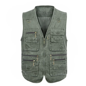 

Men's Spring Autumn Vintage V-neck Denim Sleeveless Waistcoat With Multiple Pockets 7XL Large Size Male Casual Vest 100KG