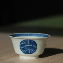 Традиционная ручная роспись голубая и белая чайная чашка с узором из муануального фарфора