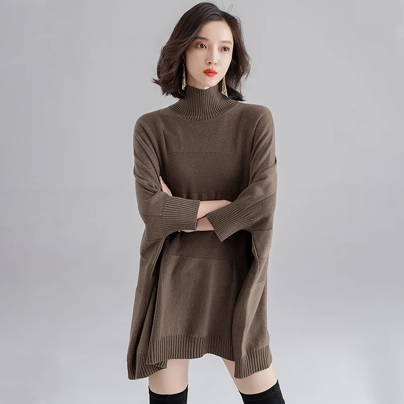 

High Collar Thick Cashmere Sweater Women 2019 Autumn and Winter Loose Pullover Sweater Large Size Knit Bottoming shirt 0811-128