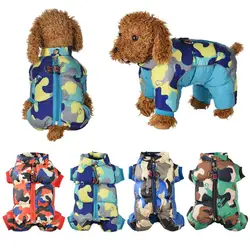 Теплая одежда с принтом в виде собак ветрозащитная зимняя камуфляжная для собаки пальто куртка с хлопковой подкладкой одежда для щенков