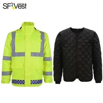 

SFVest High Visibility Reflective Waterproof Rain Removable Warm Jacket Rainwear Coat